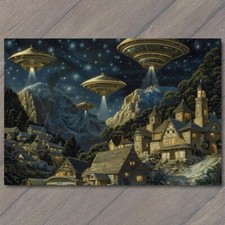 POSTCARD Alien God Civilization Religious Deity Ceremony Sacred Ritual Spaceship picture