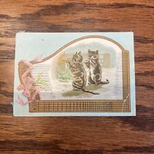 Victorian Trade Card Two Cats Playing Musical Instruments #V19 picture