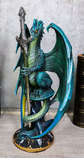 Ebros Ram Skull Blade Green Dragon Statue with Dragon Letter Opener Blade 10