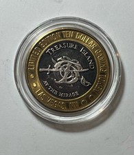 Vintage Treasure Island Ten Dollar Gaming Token Las Vegas Silver picture