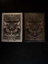 Altruism Playing Cards Deck S/2 Black/Wht Blue Crown New Snow Owls Rare picture
