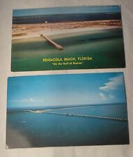 2 Postcards Pensacola Beach,FL Bird's Eye View, Dock Escambia Florida Vintage picture