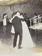 Vintage 1970s B&W Photograph High School Prom Dance Gymnasium Faceless Woman picture
