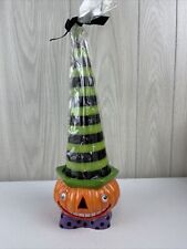 Vintage Dept 56 HALLOWEEN Pumpkin CANDLE Holder Base With Candle New picture