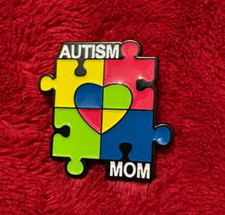 AUTISM MOM enamel pin - puzzle piece - picture