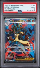 2025 POKÉMON MEGA EVOLUTION EN MEGA LUCARIO EX ULTRA RARE 160/132 MINT PSA 9 picture
