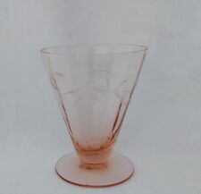 Vintage Panaled Pink Depression Glass Floral Etched Parfait Glass 3  1/2