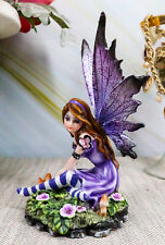 Toadstool Garden Lavender Purple Girl Fairy With Flitting Butterfly Figurine picture