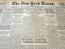 1938 OCTOBER 24 NEW YORK TIMES - PERMANENT CUT IN WPA IS NEAR - NT 6253 picture