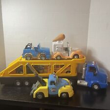 Chevron Cars Carrier No 14 Semi Truck and Trailer with 4 Vehicles And Tow Truck picture