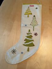 TAG BRAND WOOL BLEND CHRISTMAS TREE STOCKING EMBROIDERED “EVAN” picture