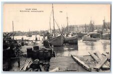 c1910's Wharf Scene Fishing Boats Docked Gloucester Massachusetts MA Postcard picture