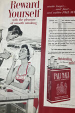 Pall Mall VINTAGE 1954 Print Ad Reward Yourself With Smoking Beach 10x13.5