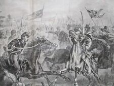 1884 Civil War Print - J.E.B. Stuart Cavalry Attacking Sheridan at Yellow Tavern picture