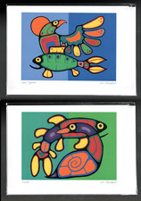 BIRDS & FISH - Ojibwe Art by Jim Oskineegish - 2 New 6" x 9" Art Cards picture