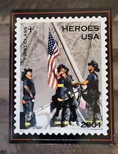 SELF-FRAMING COMMEMORATIVE 9-11 UNITED WE STAND METAL POSTER.  picture