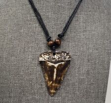 Resin Mako Shark Tooth Resin Pendant Surfer Necklace for Men | Wooden Beads picture