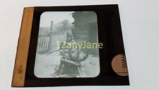 HWG Glass Magic Lantern Slide Photo Vintage OLD LADY W/PIPE SPINS THREAD picture
