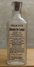 Vintage Medicine Hand Crafted Bottle,  Pelikan's w/Heroin for Lungs Empty picture