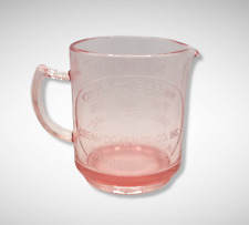 PINK DEPRESSION STYLE GLASS CREAM DOVE MEASURING CUP, Vintage Farmhouse Art Deco picture