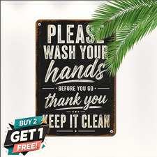 Wash Hands You Filthy Animal Tin Sign Humorous Restroom Wall Metal Plaque picture