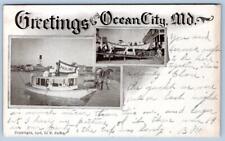 1906 GREETINGS OCEAN CITY MARYLAND MD LIFEBOAT FISHING BOAT 