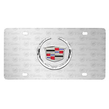 Cadillac 3D Logo on Logo Pattern Brushed Aluminum License Plate picture