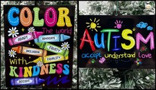 Autism Ornaments 2 Piece Set. Color The World With Kindness. 2 Piece Set NEW picture