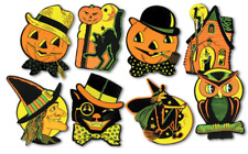 8 Vintage RETRO Styled BEISTLE Repro HALLOWEEN DECORATIONS Die-cut Cutouts picture