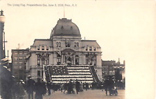 1916 RPPC Preparedness Day June 3 Living Human Flag City Hall Providence RI picture