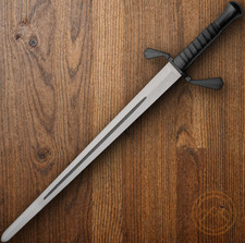 The Kitchen Sink Sword 29.75" Spring Steel Blade Black Leather Wrapped Handle picture