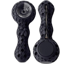 Silicone Tobacco Smoking Pipe with Glass Bowl - (Black) - USA SELLER picture