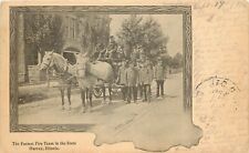 c1906 Postcard Fastest Horsedrawn Fire Dept. Team in the State, Harvey IL  picture