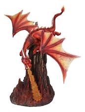 Fire Elemental Ferocious Dragon Breathing Flame On Volcanic Mountain Figurine picture