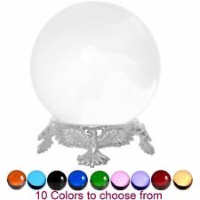 Crystal Ball Sphere for Feng Shui, Meditation, Decor, with Silver Eagle Stand picture