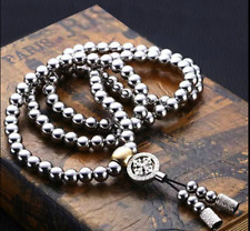 108 Destiny Nepal Prayer Full Metal Buddism Bead Mala Necklace Stainless Steel picture