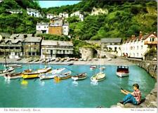 Clovelly, Devon UK England  THE HARBOUR  Homes~Boats~Boy Fishing  4X6 Postcard picture