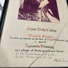 RARE POPE Paul VI PAPAL APOSTOLIC BLESSING Elizabeth Pressley FRAMED As Is picture