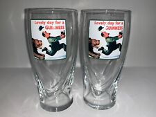 Guinness Glasses Set of 2 Lovely Day For A Guinness Lion Gilroy Design RARE picture