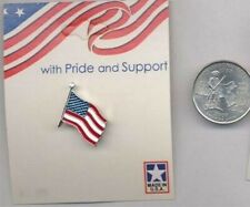 SILVER PATRIOTIC FURLING FLAG PIN MADE IN THE USA CARDED 