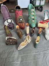 Lot Of 14 collectible miniature shoes boots sandals Ceramic Hand Crafted picture
