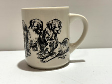 Vintage 1988 Cindy Farmer Boxer Puppies Sketch Dog Coffee Mug picture