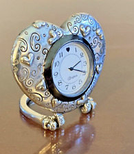 Brighton Mini Silver Plated Metal Heart Shelf Desk Travel Clock with New Battery picture