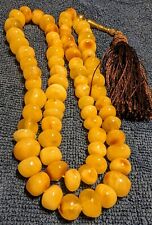 Antique natural Baltic egg yolk amber rosary 79 gr. misbaha. kahrman picture