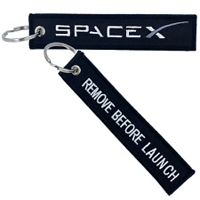 Black SpaceX REMOVE BEFORE LAUNCH Luggage Tag zipper pull keychain CL4-06 picture