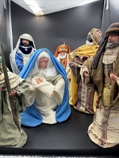 Handmade Nativity Set Molded Fabric Composite Materials 12” - 16” Tall picture