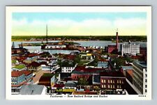 Fairhaven MA-Massachusetts, New Bedford Bridge Harbor City View, Chrome Postcard picture