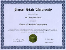 Doctor Alcohol Consumption Novelty Diploma Gag Gift picture
