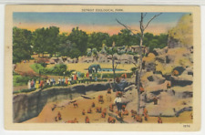 MI Postcard View Of Detroit Zoological Park - Michigan 1938 vintage linen F9 picture