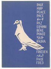 1956 For PEACE-Friendship Moscow Youth Festival Dove peace Old Russian postcard picture